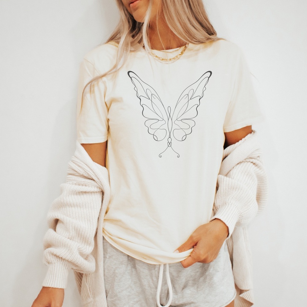 Butterfly Drawn in One Continuous Line Tee